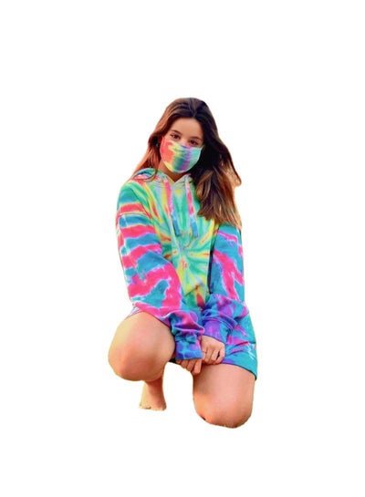 Buy Tie-Dye Printing Hoodie Multicolour in Saudi Arabia