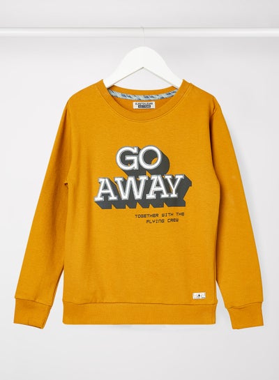 Buy Kids/Teen Slogan Print Sweatshirt Mustard in Saudi Arabia