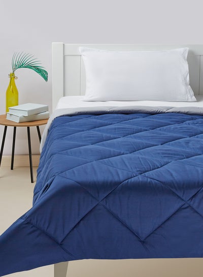 Buy Comforter Queen Size All Season Everyday Use Bedding Set Extra Soft Microfiber Single Piece Reversible Comforter   Navy/Silver Grey Polyester Navy/Silver Grey 150 x 220cm in UAE