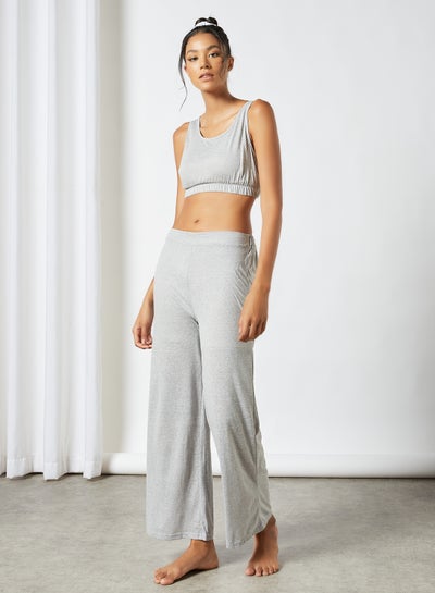 Buy Crop Top Pyjama Set (Set of 2) Grey in Saudi Arabia