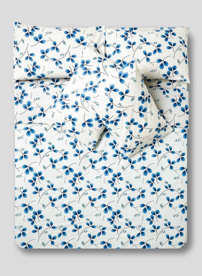 Buy 6-Piece Double Size Duvet Cover Set Cotton White/Blue in UAE