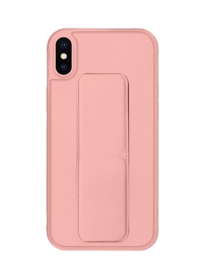 Buy Protective Case Cover With Finger Grip Stand For Apple iPhone XS/X Pink in Saudi Arabia