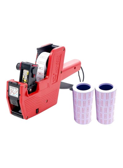 Buy 8-Digit Price Tag Label Date Maker Machine with 2 Labels Red/White in Saudi Arabia