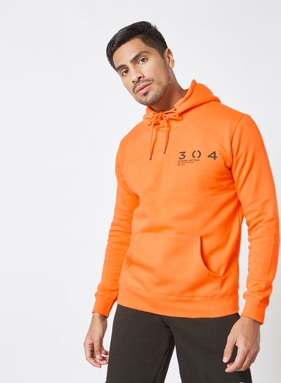 Buy Barcode Print Hoodie Orange in UAE