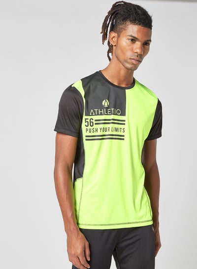 Buy Essential Graphic Running T-Shirt Light Green/Black in UAE