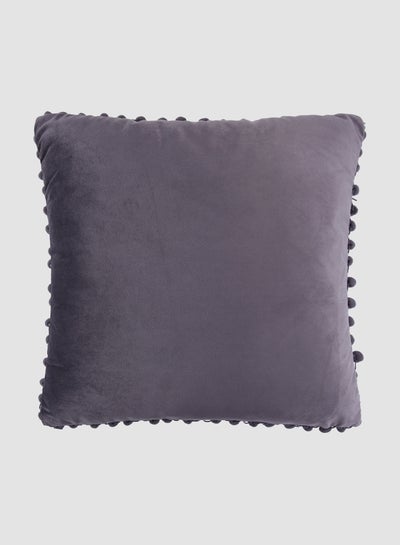 Buy Velvet Cushion  with Pom-poms, Unique Luxury Quality Decor Items for the Perfect Stylish Home Grey in Saudi Arabia