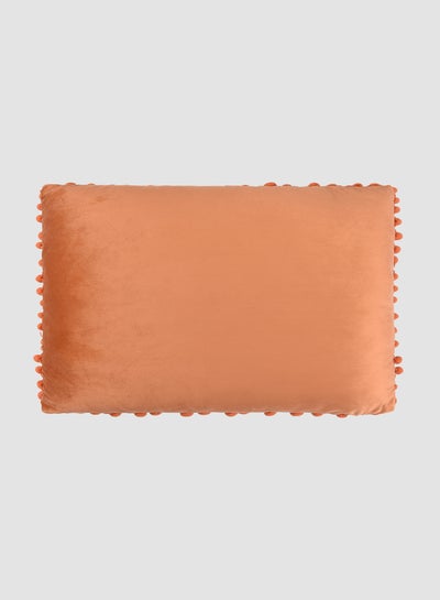 Buy Velvet Cushion  with Pom-poms, Unique Luxury Quality Decor Items for the Perfect Stylish Home Orange in Saudi Arabia