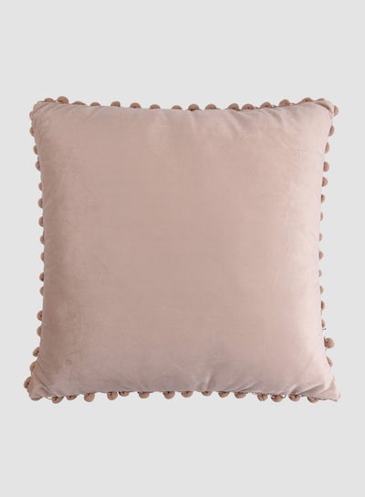 Buy Velvet Cushion  with Pom-poms, Unique Luxury Quality Decor Items for the Perfect Stylish Home Beige in Saudi Arabia