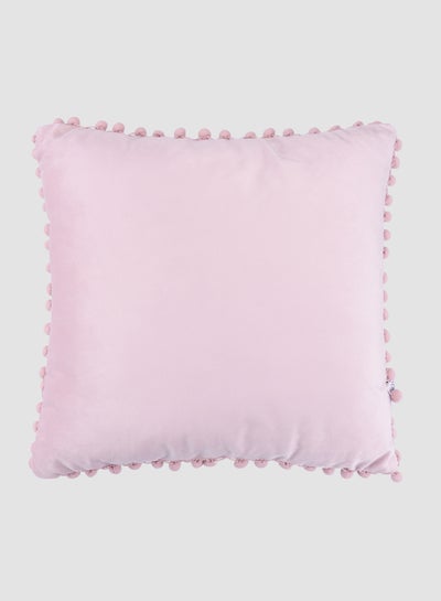 Buy Velvet Cushion  with Pom-poms, Unique Luxury Quality Decor Items for the Perfect Stylish Home Pink in UAE