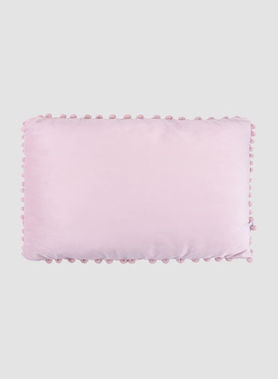 Buy Velvet Cushion  with Pom-poms, Unique Luxury Quality Decor Items for the Perfect Stylish Home Pink in UAE