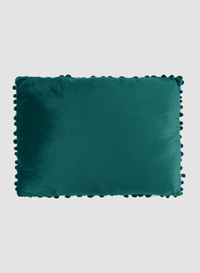 Buy Velvet Cushion  with Pom-poms, Unique Luxury Quality Decor Items for the Perfect Stylish Home Green in Saudi Arabia