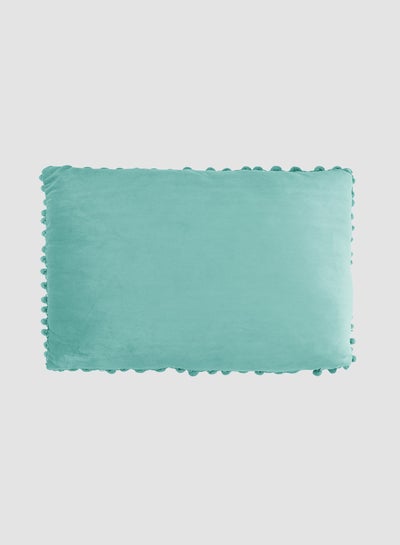 Buy Velvet Cushion  with Pom-poms, Unique Luxury Quality Decor Items for the Perfect Stylish Home Green in Saudi Arabia