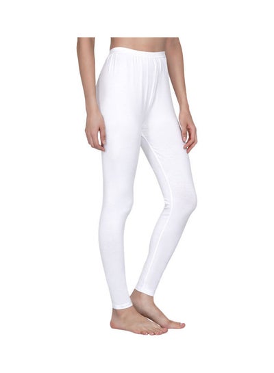 Buy High Waist Ultra Soft Tummy Support Stretchy Leggings White in UAE