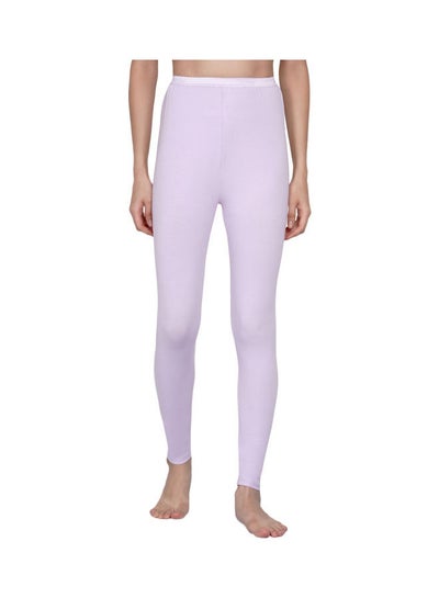 Buy High Waist Ultra Soft Tummy Support Stretchy Leggings Light Lavender in UAE