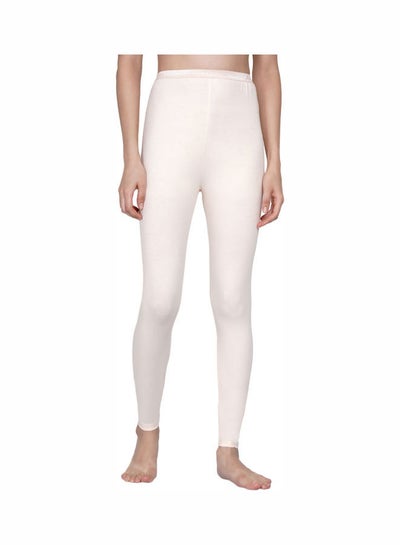 Buy High Waist Ultra Soft Tummy Support Stretchy Leggings Warm Ivory in UAE