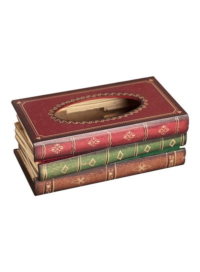 Buy Creative Book-Shaped Wooden Tissue Box Multicolour 26x14.9x9.8cm in UAE