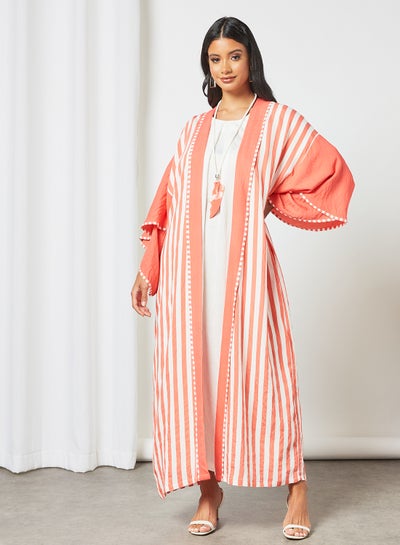 Buy Comfortable Modest Bisht Coral/White in Saudi Arabia