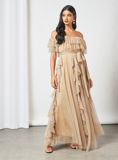 Buy Stylish Maxi Dress Beige in Saudi Arabia