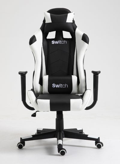 Buy Drake High Back Ergonomically Stable, With Swivel Function, Adjustable In Full Reclining Faux Leather Computer Silla Gamer Racing Gaming Chair, In Black With White Accents 5727W White in UAE