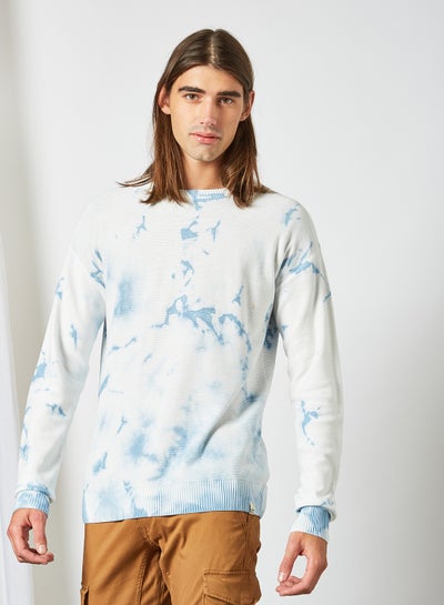 Buy Tie-Dye Knit Sweater White/Blue in Saudi Arabia