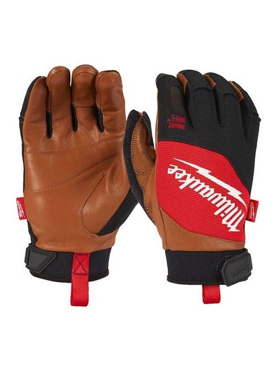 Buy 9 (L) Hybrid Leather Gloves Brown/Red/Black 25 x 18 x 3.1cm in UAE