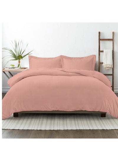 اشتري 3-Piece 100% Long Staple Soft Sateen 400 Thread Count Weave King Size Duvet Cover Set Includes 2xPillowcases 50x75, 1xDuvet Cover Cotton Rose Pink في الامارات