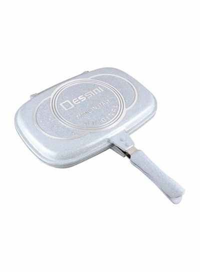 Buy Two Sided Double Grill Non Stick Fry Pan Grey 40cm in UAE