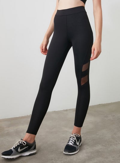 Buy Mesh Panel Leggings Black in UAE