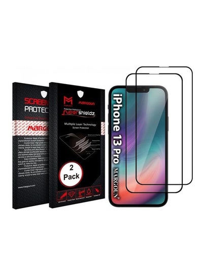 Buy 2-Pack Super Shieldz 3D Tempered Glass Screen Protector for Apple iPhone 13 Pro/13 Clear/Black in UAE