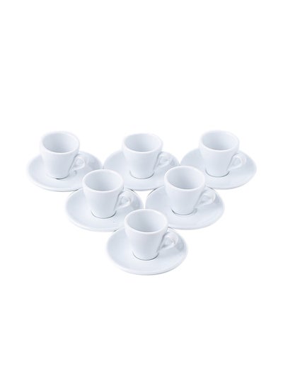 Buy 12-Piece Coffee Cup And Saucer Set White 7.6x6.1x6.3cm in UAE