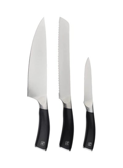 اشتري 3-Piece Stainless Steel Knife Black/Silver في الامارات