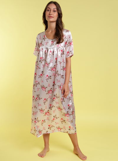 Buy Floral Printed Nightdress Off White in Egypt