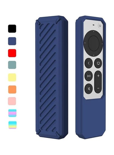 Buy Anti-Slip Shockproof Silicone Remote Protective Case For Apple TV 4K Siri Remote 2021 Blue in UAE