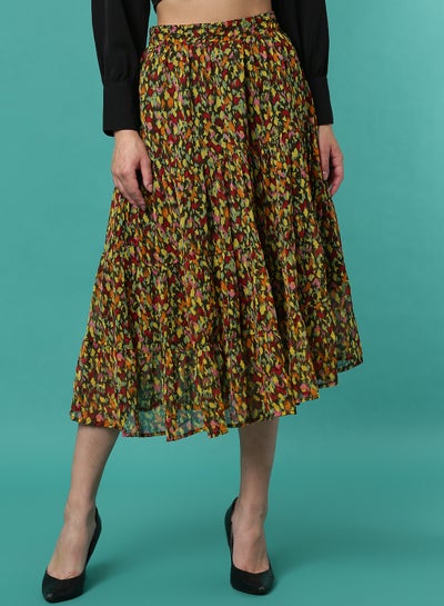 Buy Woven Midi Skirt Multicolor in Saudi Arabia