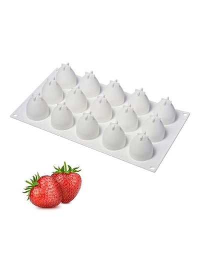اشتري قالب لصنع الكعك على شكل فراولة به 15 تجويفاً أبيض 17x29سم في الامارات