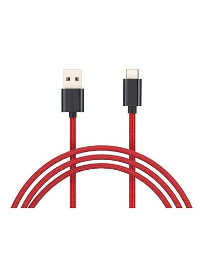 اشتري كابل بيانات ومزامنة بيانات مضفر بمنفذ USB-Type C أحمر/أسود في الامارات