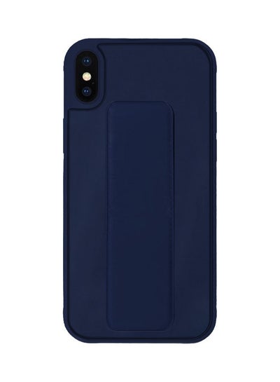 اشتري Protective Case Cover with Finger Grip Stand for Apple iPhone XS/X Dark Blue في السعودية