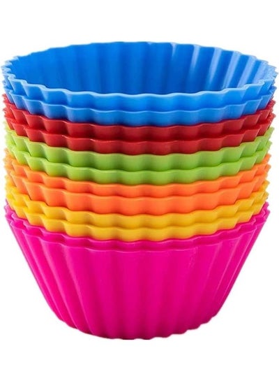 Buy 12 Vibrant Muffin Elements Silicone Cupcake Liners Baking Cup Multicolour one size in Saudi Arabia