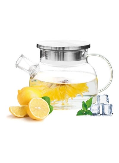 Buy Borosilicate Glass Teapot Clear/Silver 600ml in UAE