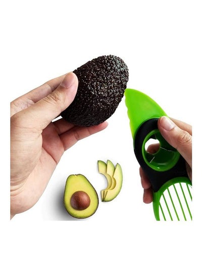 Buy 3 In1 Premium Avocado Slicer Green/Black 19.6cm in Saudi Arabia