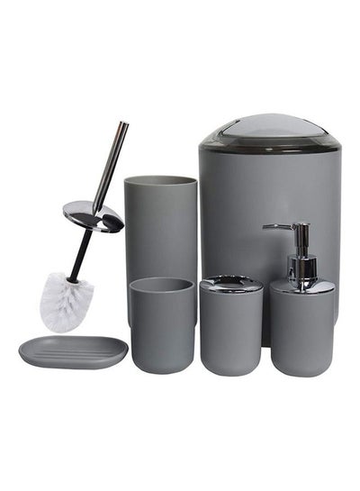 Buy 6-Piece Bathroom Accessories Set Grey 30x20x20cm in UAE