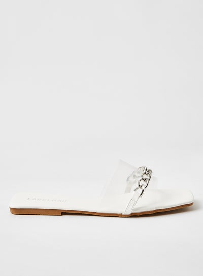 Buy Chain Detail Flat Sandal Clear/White in Saudi Arabia