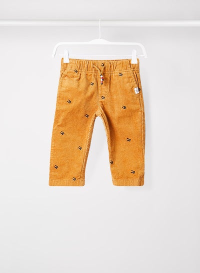 Buy Kids Flag Print Corduroy Pants Brown in Saudi Arabia