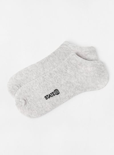 Buy Basic Ankle Socks (Pack Of 2) Grey in UAE