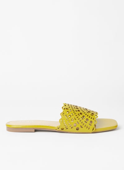 Buy Casual Flat Slides Mustard in Saudi Arabia