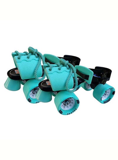 Buy Adjustable Roller Skates Gripper with Vinyl Toe Stopper for Good Control and Adjustable Speed, Age Group 6 to 14 years (Cyan) 27x27x14cm in UAE