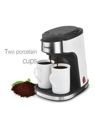 Buy 3-Piece Coffee Maker With Mugs Set White 25cm in Egypt