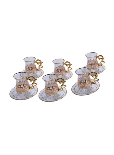 Buy 12-Piece Tea Set Gold 6x9cm in Saudi Arabia