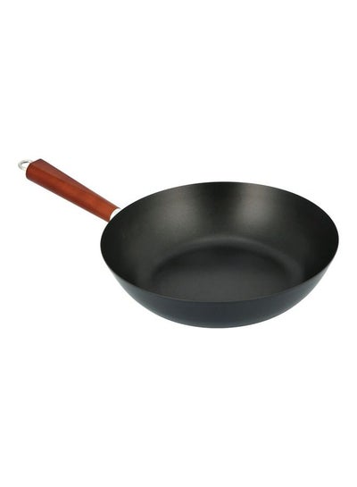 Buy Non Stick Round Wok Pan Black 30cm in Saudi Arabia