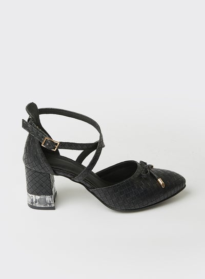 Buy Weave Buckle Block Heels Black in Egypt